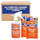 Truly Free Everyday Cleaner - Multipurpose Cleaner Spray, Kitchen Counter Cleaner, Natural Cleaning Products, Multi-Surface Household Solution, 1 Empty Bottle Spray (16oz) & 2 Refills (3oz Each)