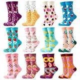 GLCMXMART Womens Socks Size 7-9, Crazy Cute Funny Fun Cool Colorful Funky Silly Crew Socks, Food Novelty Calf Gifts for Women Girl Ladies Teens Cotton Long Wanky Goofy Graphic Weird Unique