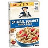 Quaker Oatmeal Squares Breakfast Cereal, Brown Sugar, 21oz Family Size Box