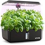 URUQ Hydroponics Growing System Indoor Garden 12 Pods Indoor Gardening System with LED Grow Light Height Adjustable Plants Germination Kit Quiet Smart Pump - Hydroponic Planter Fresh Harvest Black