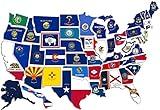 8 x 12 inch Medium Sized Sheet of 50 Separate State Shaped Stickers (Scrapbooking United States us Pack Big Set Vinyl Decal)