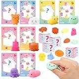 24 Packs End of School Year Gifts Cards for Kids with Mochi Squishies Toys Blind Box Stress Relief Fidget Toys for Back to School Classroom Exchange Gifts Bulk Fun Game Activity Valentines Party Favor