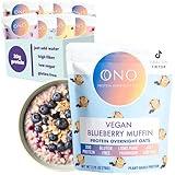 ONO Protein Overnight Oats - Vegan Variety (8 Pack) - 20g of Plant-Based Protein, Gluten Free, Dairy Free, Low Sugar Oatmeal - Organic Oats, Chia Seeds, Lions Mane Mushroom, High Protein Breakfast