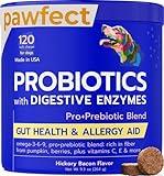 PAWFECTCHEW Vet Approved Probiotics & Digestive Enzymes for Dogs | Gut Health & Digestive Function Support | Pumpkin & Omega | Diarrhea, Seasonal Allergies & Itching | Prebiotic Supplement Chew