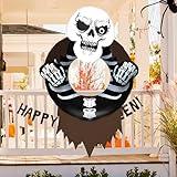 Halloween Inflatable, SHDEJTG 7FT Skull Wreath Inflatable Decoration, with Suction Cup and Hanging Rope, with LED Lights Built-in for Guardrail, Window, Outdoor, Holiday, Party, Yard, Garden