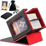 Kitoyz Card Deck Box with Commander Display, Card Storage Box Holds 100+ Double Sleeved Cards,Card Deck Case for Game Cards,Sports Cards with 2 Dividers,1 Top Loader and 1 Dice Bag