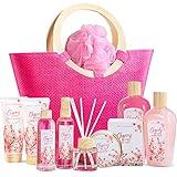 Green Canyon Spa Gifts Baskets for Women, 11pcs Cherry Blossom Spa Relaxing Gift Bags Sets with Shower Gel, Body Lotion, Christmas Birthday Anniversary Gift Baskets for Her,Mothers Day Gifts