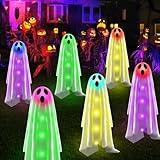 Betrihyes 6PACKS Halloween Ghost Decorations Outdoor,Spooky Cloth Ghosts Decor for Halloween Scary Party Gifts,Solar Halloween Ghost Lights for Yard/Lawn/Patio/Holiday/Porch Decor