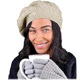 Nollia Soft Knit Solid Color Beanie, Chic, and Lightweight Crochet Knitted Style Beanie Hat for Women, One Size Slouchy Hat Beige