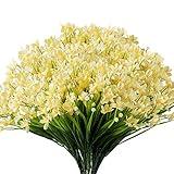 URSTOUD 10 Bundles Artificial Daffodils Flowers, Fake Artificial Greenery UV Resistant No Fade Faux Plastic Flowers for Wedding Bridal Bouquet Outdoor Home Garden Kitchen Office Table Vase(Yellow)