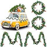 Chunyin 4 Pcs Dollhouse Miniature Christmas Holiday Garland with Lights Mini Wreath for 1/6 1/12 Decorations Fireplace Kitchen Accessories, 11.81 Inch, Lamp Beads Can't Light, Green