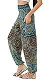 Joob Joob Boho Pants for Women - Hippie Harem Pants Women - Womens Yoga Pants – Comfy Bohemian Flowy Hippie Clothes - Light Blue Medium