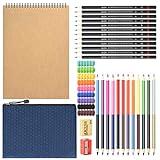 HomeMall Drawing Sketching Pencils Set, 37 Packs Art Kit with Sketchbook Draw Pencils Dual Ended Color Pencil Eraser Sharpener Pencil Bag for Kids Adults and Art Beginners…