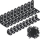 YAMASO 20PCS L Bracket Corner Bracket,Black Small Right Angle Bracket for Wood Furniture Cabinet Chair(10PCS 0.79 Inch+10PCS 1.57 Inch with 60PCS Screws)