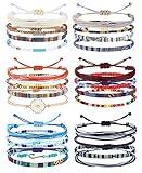 LOLIAS 24 Pieces Waterproof String Bracelets for Women Surfer Wave Boho Bracelet Adjustable Handmade Friendship Bracelet String Ocean Beach Boho Bracelets Anklets for Women Bohimian