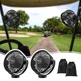 2-Pack Magnetic Golf Cart Fan Rechargeable, 12000mAH Battery Operated Portable Fan with 3 Speeds, LED Lantern, Magnetic Base, Suitable for EZGO Club Car Yamaha, Golf Cart & Cruise Ship Accessories