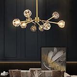 Weesalife Sputnik Chandeliers for Dining Room Light Fixture, Modern Crystal Chandeliers, 9 Lights Gold Chandelier for Living Room Bedroom, Dining Room Chandelier Over Table, Kitchen Light Fixtures