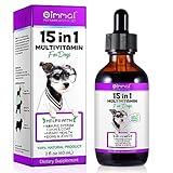 Dog Multivitamin Liquid - 15 in 1 Dog Vitamins Multivitamin, Support Skin & Coat, Heart, Bones and Joint Health, Pet Vitamins and Supplements (2 Fl Oz)