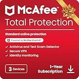 McAfee Total Protection 3-Device 2025 Ready |Security Software Includes Antivirus, Secure VPN, Password Manager, Identity Monitoring | Download