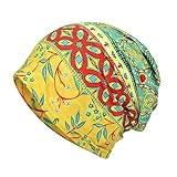 ELLEWIN Slouchy Beanie Handwear Soft Lightweight Summer Running Beanie Adult Floral Beanie Casual Skullies Beanies Dual Use Boho Hats Cap for Men Women