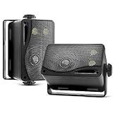 Pyle 3-way Mini Box Speaker System - 3.5 Inch 200 Watt Waterproof Marine Grade Mount Speakers - in a Heavy Duty ABS Enclosure Grill - Home, Boat, Poolside, Patio Indoor Outdoor Use (Black)
