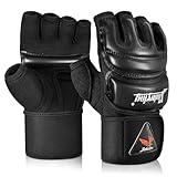 Xinluying MMA Gloves Punch Bag Training Martial Arts Sparring Grappling Kickboxing Muay Thai Boxing Gloves, Thickened Knuckle Pads，Widen The Wristband，Fingerless Rub Resistance Mitts for Men Women