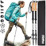 Foxelli Carbon Fiber Trekking Poles – Lightweight Collapsible & Shock-Absorbent Hiking Poles w/Cork Grips, Lever Locks & All Terrain Accessories