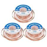 SRA Soldering Wick with Flat Woven Copper Desoldering Braid Strip and No Clean Flux for Easy Damage-Free Solder Removal - 3 Pack 10 Foot Solder Wick Spool