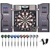 Electronic Dart Board LED Electric Digital Dart Boards for Adults with Cabinet with 12 Soft Tip Dartboard Set