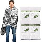 4 Pack Emergency Blanket, Premium Mylar Bankets, Thermal Blanket for Camping, Space Blankets Survival, Foil Blankets for Warmth, Heat Reflective Blanket for Outdoors, Hiking, Marathons, First Aid