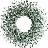 Egolot 24 Inch Everyday Greenery Boxwood Wreath for Front Door, Soft Touch Green Mini Leaves Wreath for Indoor and Outdoor, Romantic Green Wreath for Wedding Decor