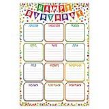 FaCraft Birthday Chart for Classroom - Confetti Birthday Poster Reusable Birthday Calendar Laminated Classroom Birthday Chart Classroom Bulletin Board Decorations Back to School Supplies