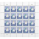 Sailboats Postcard Rate USPS Postage Stamp 1 Sheet of 20 US Postal Forever First Class Outdoor Ocean Lake Summer Sea Boat Water Party Wedding Celebration Anniversary (20 Stamps)