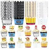 72PCS Back to School Cupcake Wrappers and Toppers First Day of School Cake Decoration Pencil Ruler Crayon Notebook Cupcake Liners Welcome Party Cake Picks for Teacher Ceremony Classroom Party Supplies