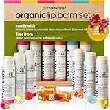 ArtNaturals Organic Beeswax Lip Balm Gift Set - Assorted Flavors with Aloe, Coconut & Jojoba Oils