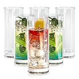 KITEISCAT Drinking Glasses Set of 6, 12oz Glass Cups - Highball Glasses & Collins Glasses for Cocktail, Mojito - Tall Water Glasses for Iced Tea, Milk