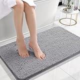 OLANLY Bathroom Rugs 24x16, Extra Soft Absorbent Chenille Bath Rugs, Rubber Backing Quick Dry, Machine Washable Bath Mats for Bathroom Floor, Tub and Shower, Home Decor Accessories, Grey