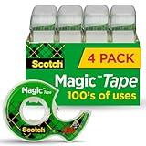 Scotch Magic Tape, Invisible, Home Office Supplies and Back to School Supplies for College and Classrooms, 4 Rolls with 4 Dispensers