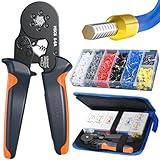 Ferrule Crimping Tool Kit with 1900PCS Wire Connectors, Preciva Hexagonal AWG23-10 Sawtooth Self-Adjustable Ratchet Wire Terminals Crimper Kit