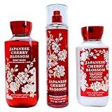 Bath & Body Works Japanese Cherry Blossom Set - Shower Gel 10 oz, Fragrance Mist 8 oz, Body Lotion 8 oz