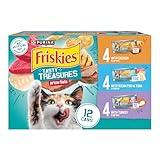 Purina Friskies Wet Cat Food Variety Pack, Tasty Treasures Prime Filets (With Ocean Fish and Tuna, With Chicken and With Turkey) - 5.5 Ounce (Pack of 12)