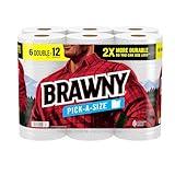 Brawny Pick-A-Size Paper Towels, 6 Double Rolls = 12 Regular Rolls, 2 Sheet Sizes (Half or Full), Strong Paper Towel For Everyday Use