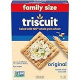 Triscuit Original Whole Grain Wheat Crackers, Vegan Crackers, Healthy Snacks, Lunch Snacks, Family Size, 12.5 oz