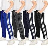 Resinta 4 Pack Boys' Fleece-Lined Open Bottom Sweatpants Boys Athletic Active Jogger Pants with Pockets and Drawstring