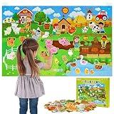 Dr.Rapeti Farm Animals Felt Story Board Set 41PCS Preschool Farmhouse Barnyard Theme Busy Board Story Set Storytelling Early Learning Interactive Play Kit Wall Hanging for Toddlers Kids Children
