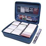 LTGEM game card travel case,compatibility Taco Cat Goat Cheese Pizza/SKYJO/UNO/playing card Against Humanity and other game cards,This card box can hold 3000+game cards (Navy Blue)