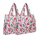 allydrew Foldable Tote Nylon Reusable Grocery Bag (Set of 2), Easter Floral