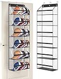 AOODA Clear Over The Door Hat Racks for Baseball Caps, Large Holds up to 72 Caps Hat Storage Organizer for Closet Wall, Deep Pockets Hanging Hat Holder with 3 Hooks, Black