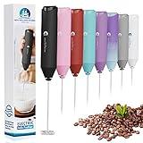 Powerful Milk Frother Wand - Mini Handheld Milk Frother with Stainless Steel - Battery-Powered Drink Mixer for Coffee, Lattes, Cappuccinos, Matcha - Coffee Enthusiasts Gift - Black