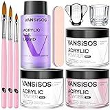 Acrylic Nail Kit for Beginners: Clear White Pink Acrylic Powder and Liquid Set Professional Nails Kit Acrylic Set with Acrylic Nail Brushes for Home DIY